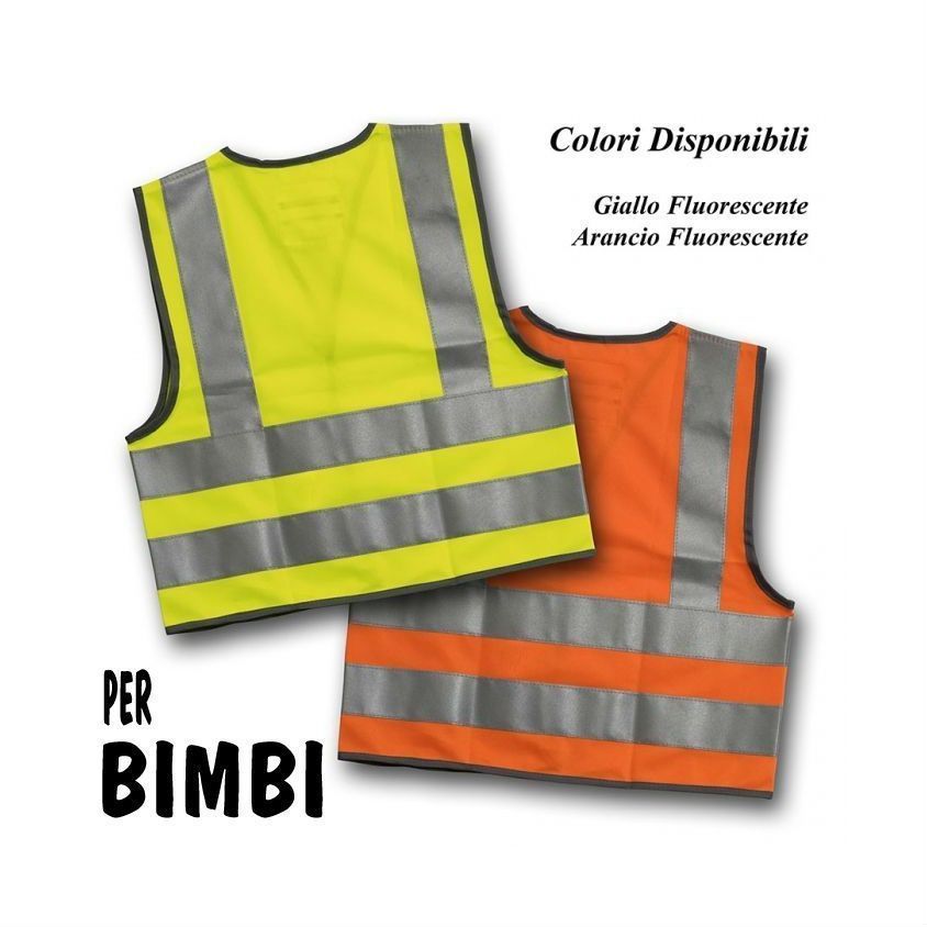 pettorina catarifrangente per bambini giallo fluo o arancio fluo